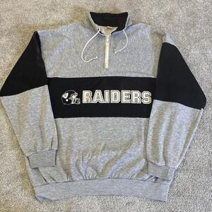 Vintage 80s Los Angeles Raiders 1/4 Zip Sweatshirt Large Made in USA